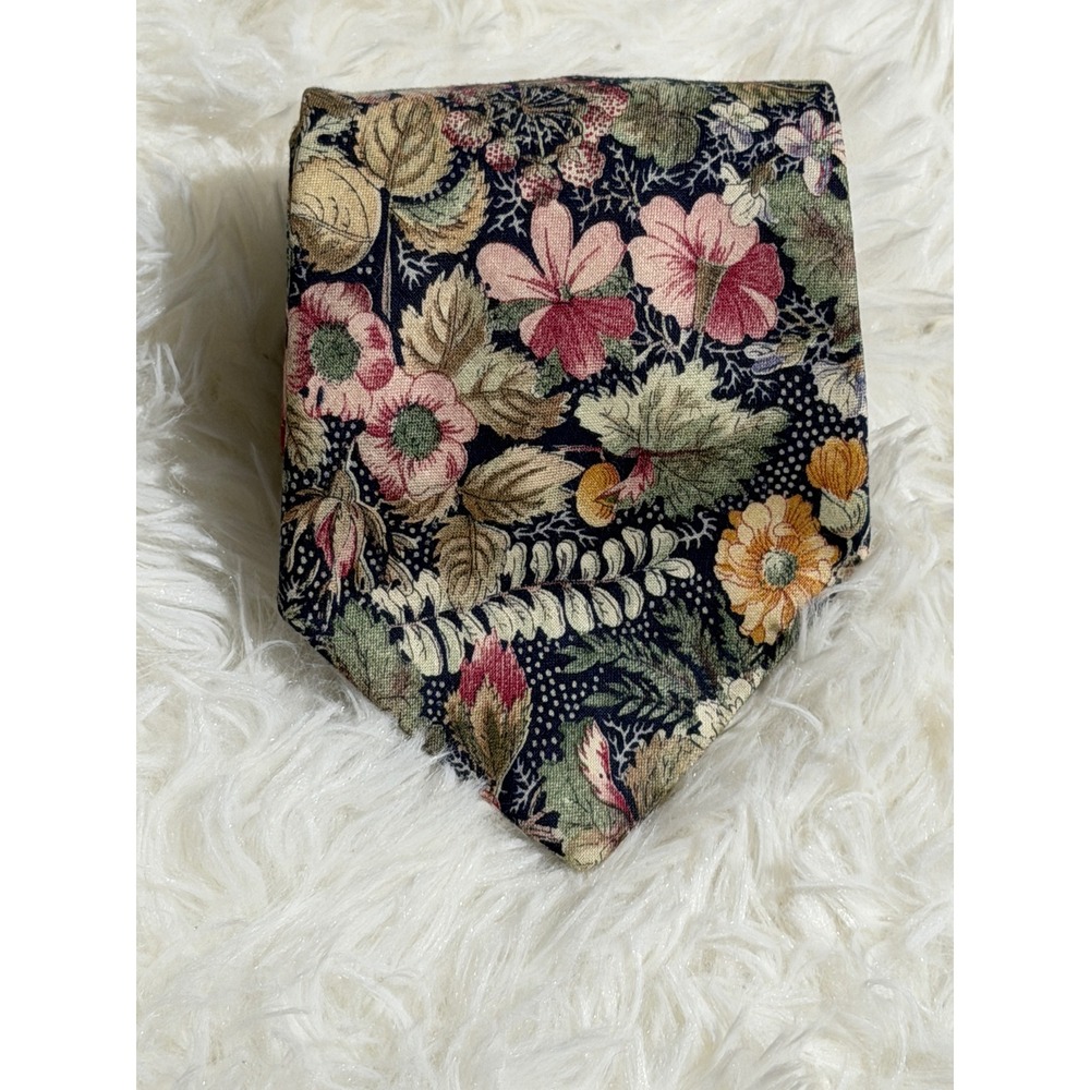 Surrey Necktie Floral Multicolor  Mens Vintage Cotton Botanical Print Accessory